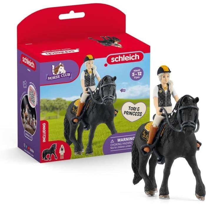 Figurine Tori et Princess, des 5 ans, HORSE CLUB - coffret, 11 pieces - schleich 42640 Horse Club