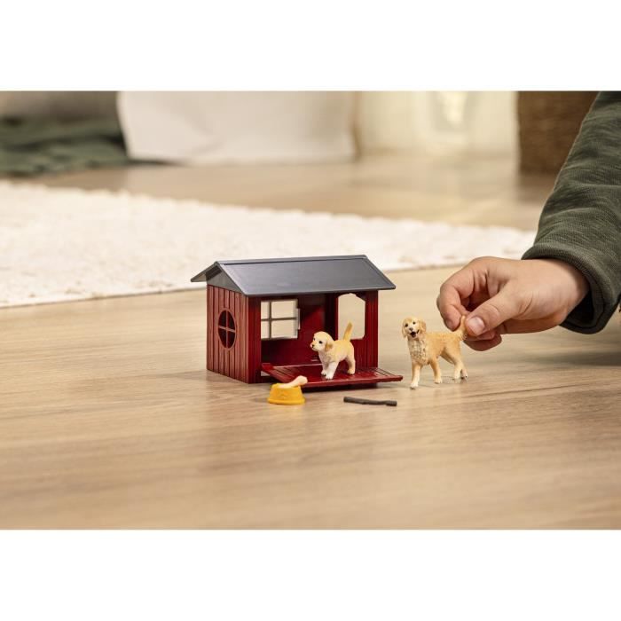 Coffret Niche avec Golden Retriever, SCHLEICH 42722 Farm World, Des 4 ans