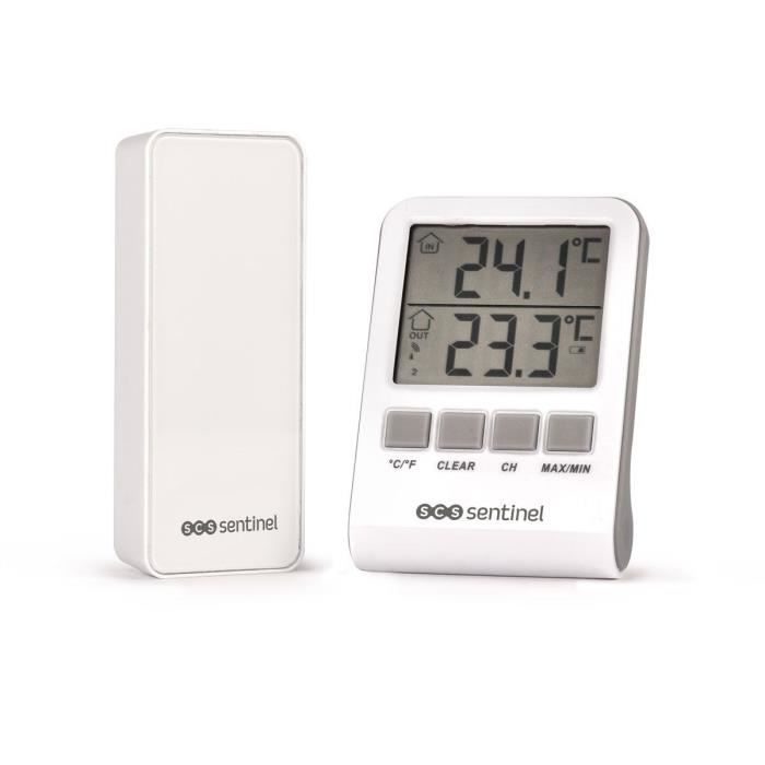 Thermometre digital intérieur/extérieur - SCS SENTINEL - HCN0062 DigiThermo indoor/outdoor - Portée : 60 m - 433 MHz - Blanc