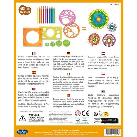 Réaliser Ellipses et Rosase multicolores - SENTOSPHERE - Art & Créations Spiral'Art - 6 roues fournies - Des 6 ans