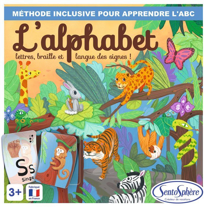 Jeu de société - SENTOSPHERE - L'Alphabet - Majuscule - Minuscule - Braille - Langue des Signes - Des 3 ans