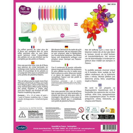 Peinture Vitrail - SENTOSPHERE - Art & Créations - Crystal Flor - 8 fleurs a créer en verre effilé - Des 8 ans