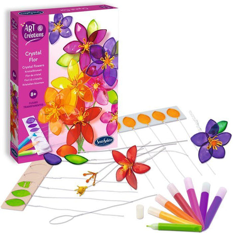 Peinture Vitrail - SENTOSPHERE - Art & Créations - Crystal Flor - 8 fleurs a créer en verre effilé - Des 8 ans
