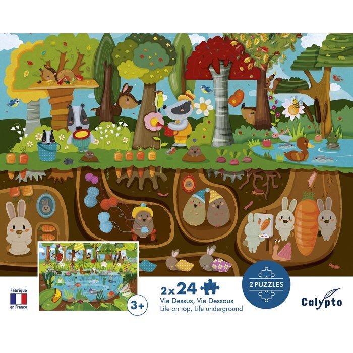 2 Puzzles - SENTOSPHERE - 24 pieces - La Vie Dessus / Vi Dessous - Observation - Mémoire - Logique - Des 3 ans