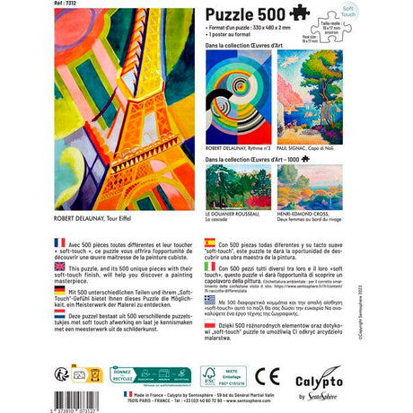 Puzzle - SENTOSPHERE - Calypto - 500 pieces - Tour Eiffel - Robest Delauney - Toucher soyeux - Des 8 ans