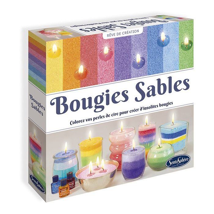 Kit creatif Bougie - SENTOSPHERE - Bougies Sables - Cire sous forme de sable - Différentes couleurs de sable - Des 14 ans