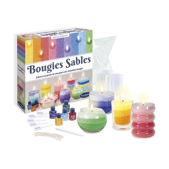 Kit creatif Bougie - SENTOSPHERE - Bougies Sables - Cire sous forme de sable - Différentes couleurs de sable - Des 14 ans