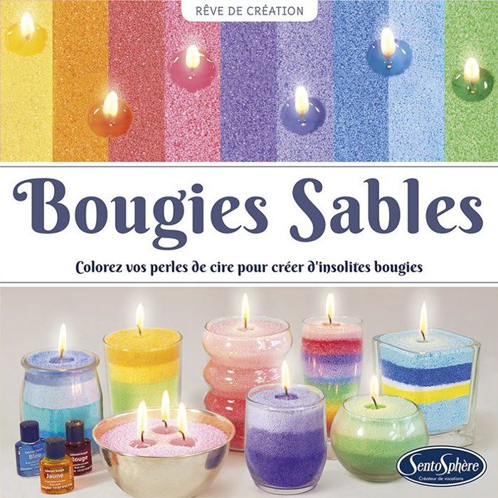 Kit creatif Bougie - SENTOSPHERE - Bougies Sables - Cire sous forme de sable - Différentes couleurs de sable - Des 14 ans