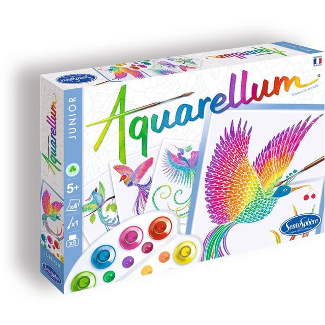 Peinture aquerelle - SENTOSPHERE - Aquarellum Junior - Oiseaux du Paradis - 5 couleurs - Sertissage sur papier Vélin - Des 6 ans
