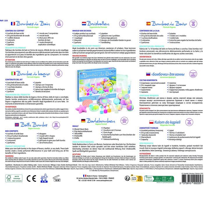 Bombes de Bain - SENTOSPHERE - Fabrique tes propres bombes ou galet effervescents - Différentes formes - Des 8 ans