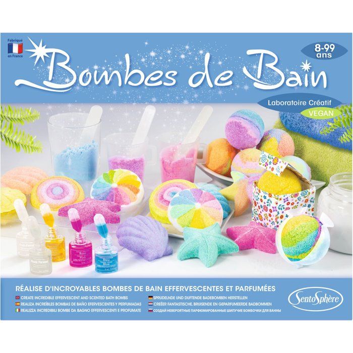 Bombes de Bain - SENTOSPHERE - Fabrique tes propres bombes ou galet effervescents - Différentes formes - Des 8 ans