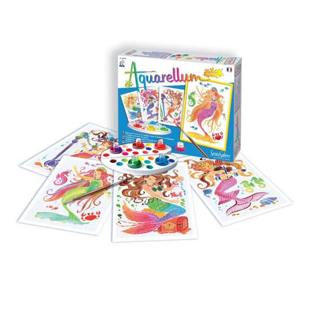 Peinture aquerelle - SENTOSPHERE - Aquarellum Junior - Sirenes - 5 couleurs - Sertissage sur papier Vélin - Des 6 ans