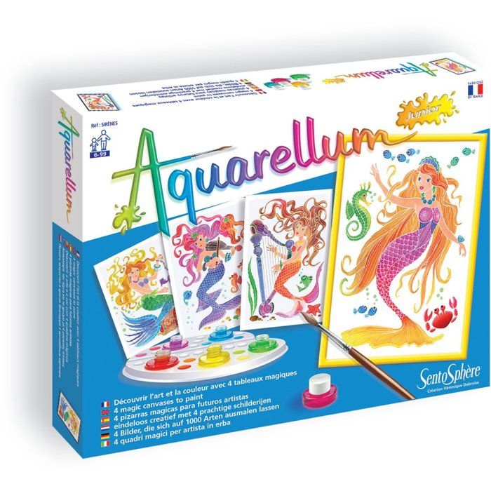 Peinture aquerelle - SENTOSPHERE - Aquarellum Junior - Sirenes - 5 couleurs - Sertissage sur papier Vélin - Des 6 ans