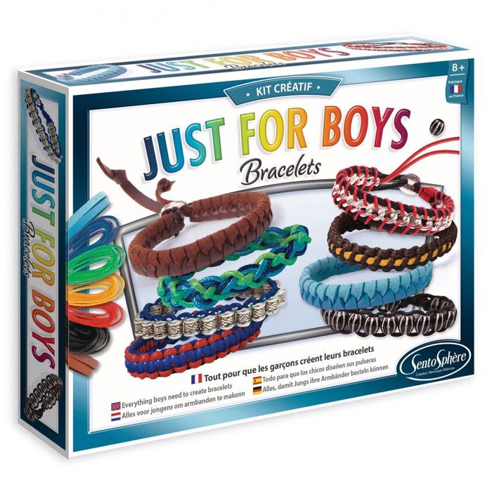 Kit creatif bijoux - SENTOSPHERE - Just for Boys - Fabrication de bijoux pour garçons - Améliorer sa dextérité - Des 8 ans