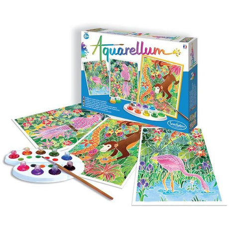 Peinture aquerelle - SENTOSPHERE - Aquarellum - Amazone - 9 couleurs - 3 tableaux - Sertissage sur papier Vélin - Des 7 ans