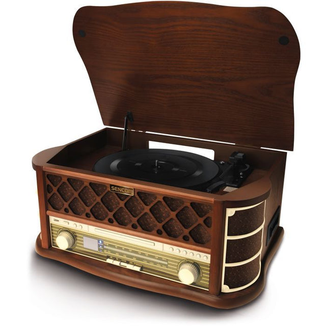 Platine rétro - SENCOR - STT 016 - 6 W - Lecteur CD/cassettes - USB - Marron