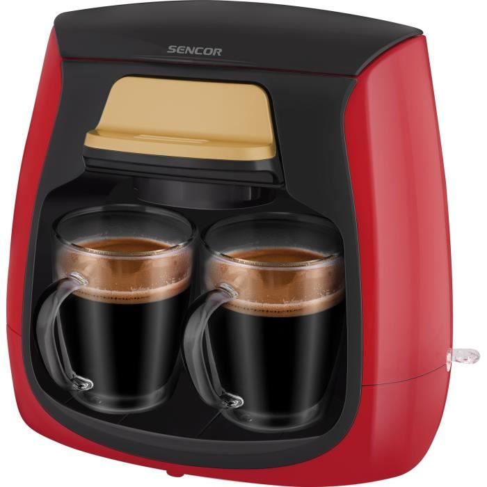 Machine a café - SENCOR - SCE 2101RD - 0,3 L - 500 W - 2 tasses incluses - Rouge