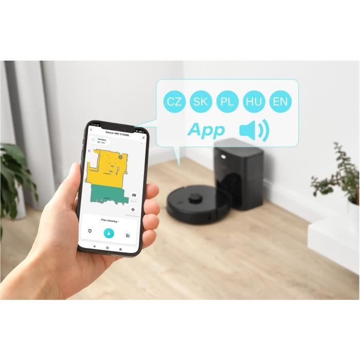 Aspirateur Robot Laveur - SENCOR - SRV 9185BK - 3000 Pa - 140 min - 64 dB - 3 L - Noir