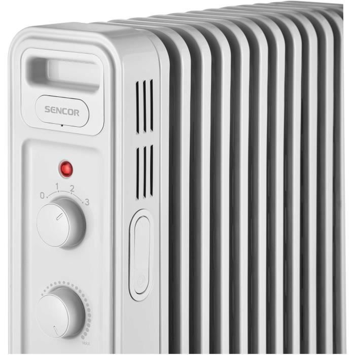 Radiateur électrique bain d'huile - SENCOR - SOH 3411WH - 2300 W - 2 boutons - Blanc