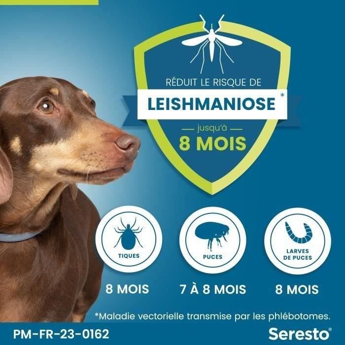 SERESTO Chien Collier Anti-Puces et Anti-Tiques -8kg 2 unités