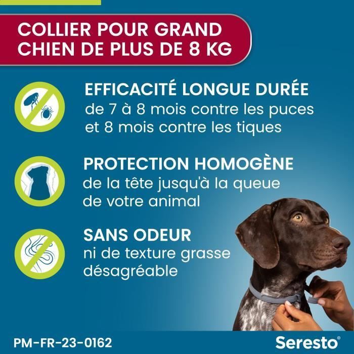 SERESTO  Chien Collier Anti-Puces et Anti-Tiques +8kg 2 unités