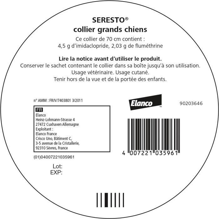 SERESTO  Chien Collier Anti-Puces et Anti-Tiques +8kg 2 unités