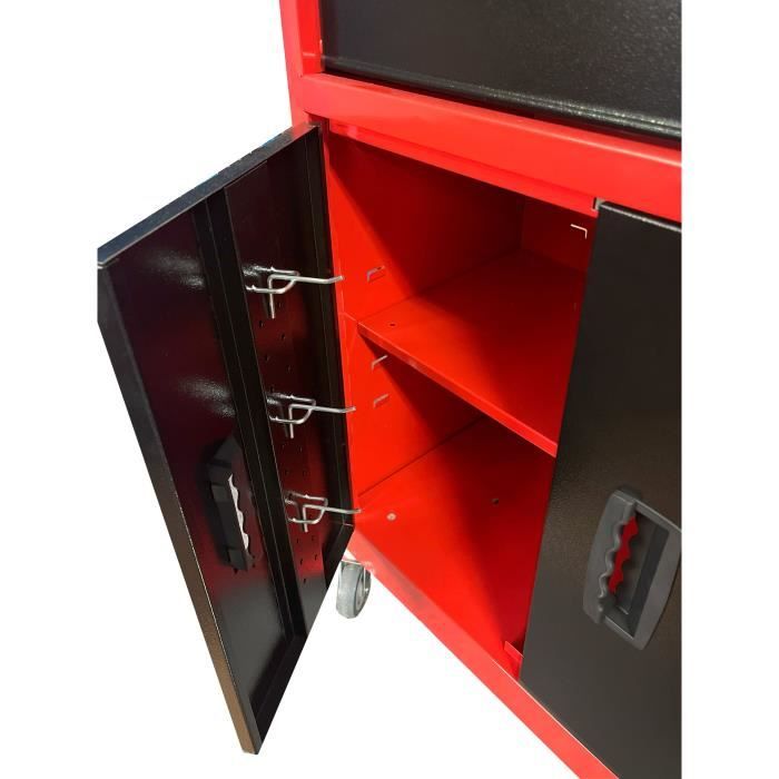 DEFPRO Servante d'atelier 7 tiroirs en métal avec bac de rangement vide