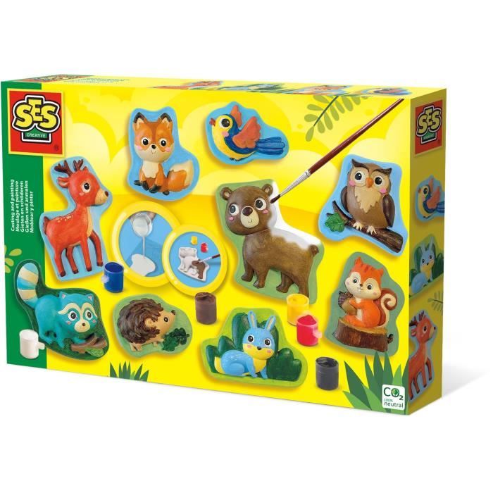 Kit de moulage et peinture - SES CREATIVE - Animaux de la foret - Plastique recyclé - a partir de 5 ans - Mixte