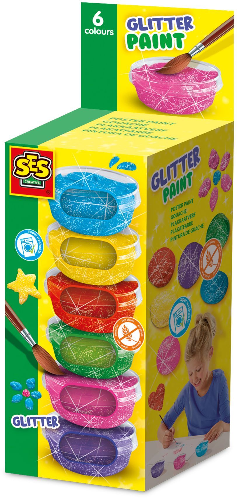 Gouache a paillettes (6x45ml) - SES CREATIVE - Colouring and painting - Activité manuelle - Idée cadeau - Age : 3+
