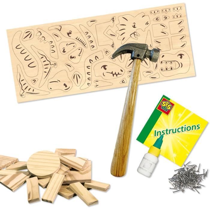 Kit de menuiserie - SES CREATIVE - Dinosaures - Avec clous et colle