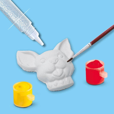 SES CREATIVE - Moulage en plâtre chiens et chats - Jaune, vert et rose - Enfant - Plus de 5 ans