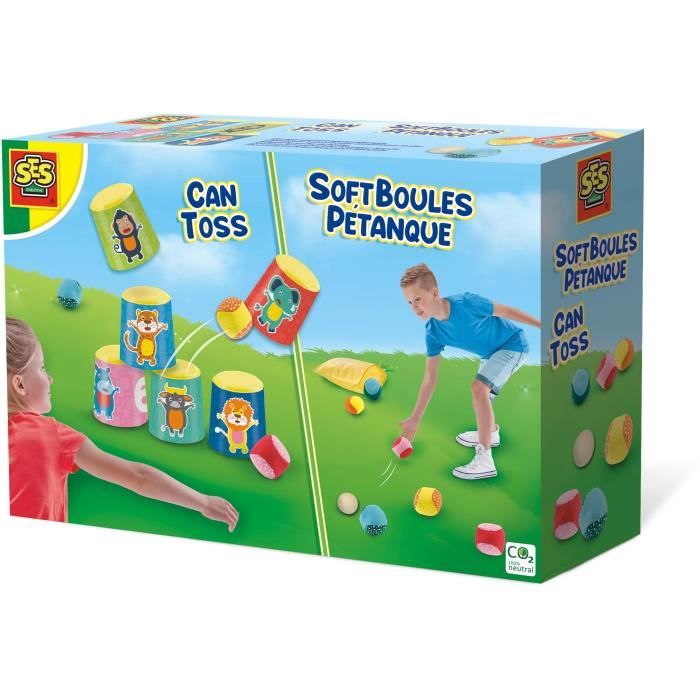 SES CREATIVE - Chamboule-tout et boules de pétanque molles en plastique et tissu - Mixte - Extérieur