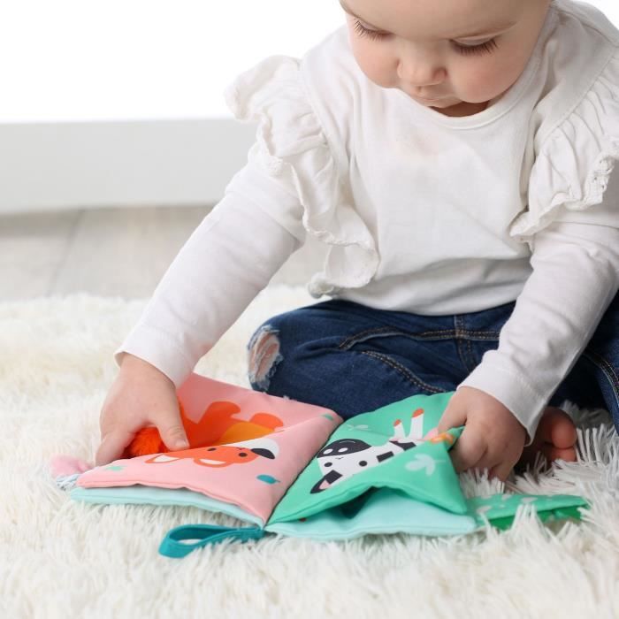 Livre en tissu sensoriel avec queues d'animaux