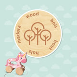 Licorne en bois 2 en 1 - A pousser et a tirer - SES CREATIVE - Licorne rose a pousser ou a tirer.