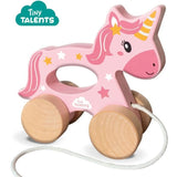 Licorne en bois 2 en 1 - A pousser et a tirer - SES CREATIVE - Licorne rose a pousser ou a tirer.