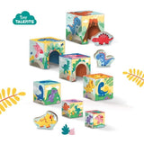 Tour de blocs a empiler avec figurines de dinosaures - Jeu d'adresse - SES CREATIVE - Tour empilable avec 3 figurines de dinosaures.