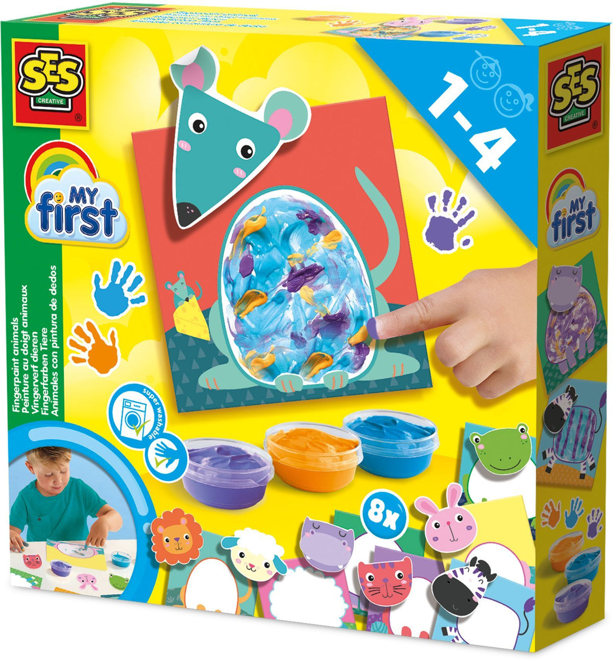 Kit peinture au doigt - SES CREATIVE - My First - Animaux - Arts créatif pour bébé - 10 pages - Peinture lavable - 1+