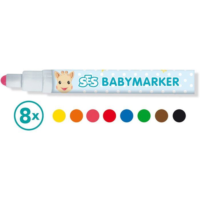 SES Creative - My first - Sophie la girafe - Feutres pour bébé - Peinture bebe - Premier crayon  - Peinture a l eau bebe