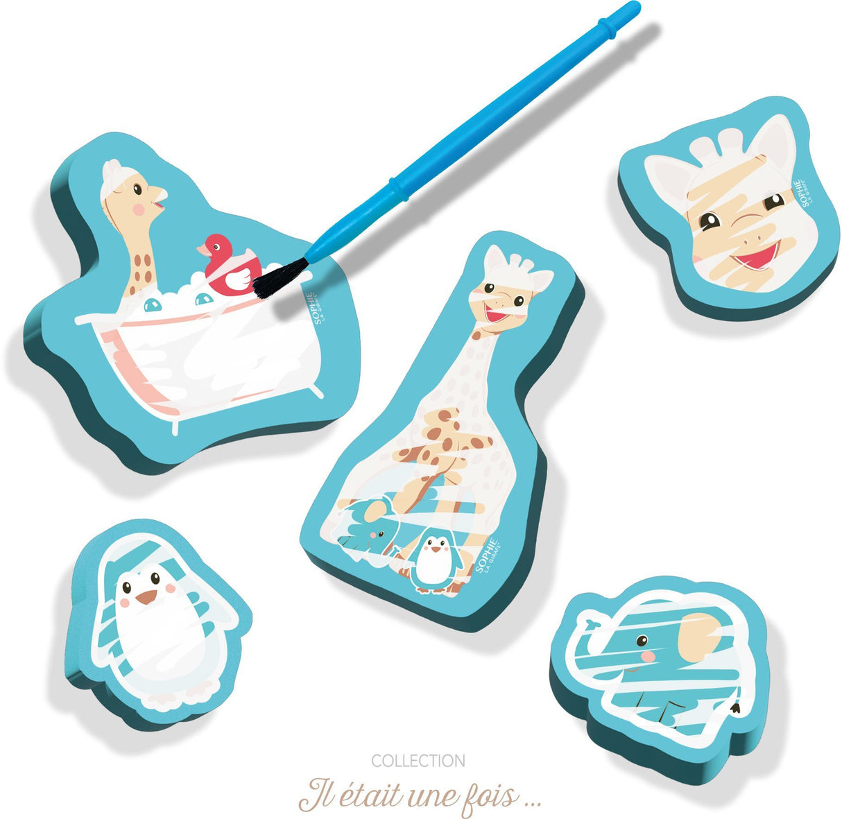 SES Creative - Hobby 1 - 4 - Sophie la girafe - Crayons de couleur pour le bain et formes - Peinture bebe - 6 chiffres - 1+