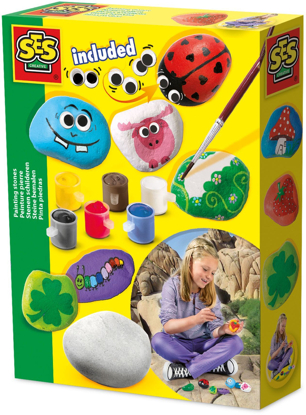 Peinture pierre - SES CREATIVE - Hobby - Pierres naturelles - DIY Animaux en pierres - Age : 5+