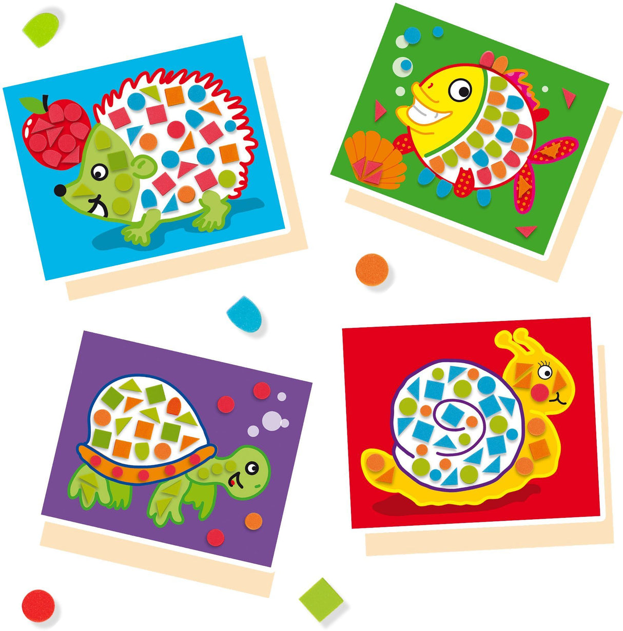 J'apprends la mosaique - SES CREATIVE - Hobby 3 - 6 - Formes en mousse autocollantes - 4 cartes préimprimées - Age : 3+