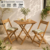 Set bistrot en bois d'acacia FSC - SAVANA - 1 table carrée 60 x 60 cm et de 2 chaises pliables - 2 personnes