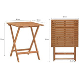 Set bistrot en bois d'acacia FSC - SAVANA - 1 table carrée 60 x 60 cm et de 2 chaises pliables - 2 personnes