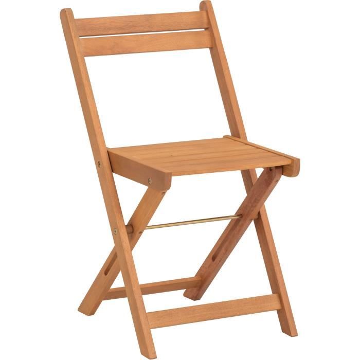Set bistrot en bois d'acacia FSC - SAVANA - 1 table carrée 60 x 60 cm et de 2 chaises pliables - 2 personnes