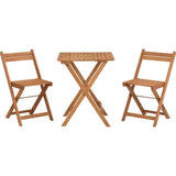 Set bistrot en bois d'acacia FSC - SAVANA - 1 table carrée 60 x 60 cm et de 2 chaises pliables - 2 personnes