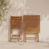 Set bistrot en bois d'acacia FSC - SAVANA - 1 table carrée 60 x 60 cm et de 2 chaises pliables - 2 personnes