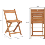 Set bistrot en bois d'acacia FSC - SAVANA - 1 table carrée 60 x 60 cm et de 2 chaises pliables - 2 personnes