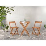 Set bistrot en bois d'acacia FSC - SAVANA - 1 table carrée 60 x 60 cm et de 2 chaises pliables - 2 personnes