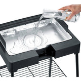 Barbecue électrique sur pieds - SEVERIN - PG8566 - 2200 W - Surface de cuisson 44,5 x 26 cm - Thermostat réglable - Noir
