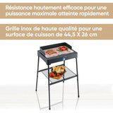 Barbecue électrique sur pieds - SEVERIN - PG8566 - 2200 W - Surface de cuisson 44,5 x 26 cm - Thermostat réglable - Noir